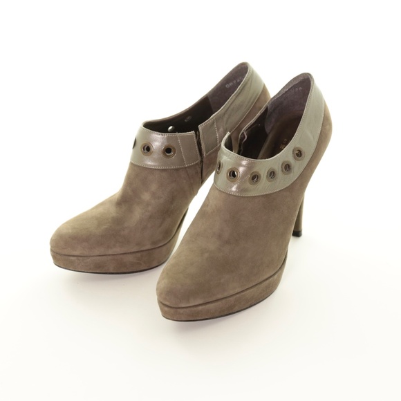 Stuart Weitzman Oporto Grommet Platform Taupe Suede Ankle Booties Womens 7.5M - Picture 3 of 9